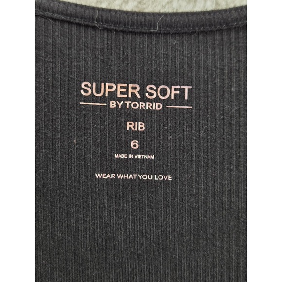 Torrid Super Soft Ribbed Black Lace Up Neck Short Sleeve Top Plus Size 6‎ - Picture 7 of 8